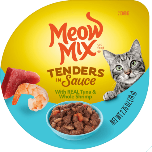 Meow Mix Tenders In Sauce With Real Tuna & Whole Shrimp